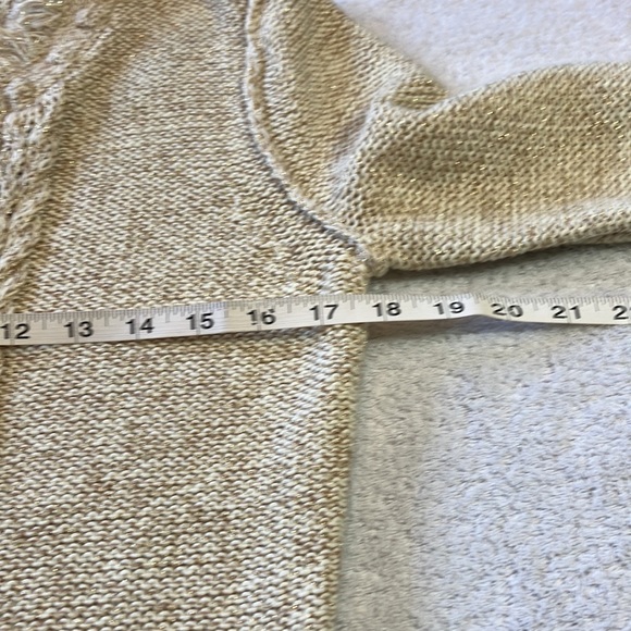 J. McLaughlin gold fray sweater cardigan - Picture 7 of 8